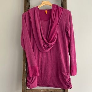 Lucy brand long sleeve tee with cowl neck/scarf size L